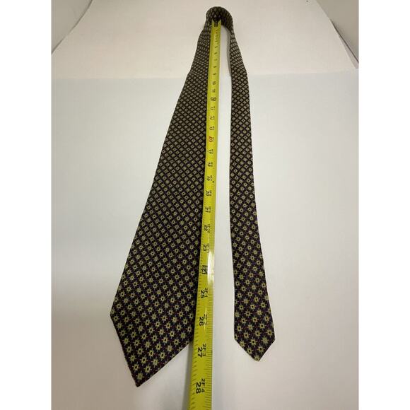 Tachi Taylor New York Classic Silk Tie Geometric Design Sewn Sun Tipping - Picture 3 of 15